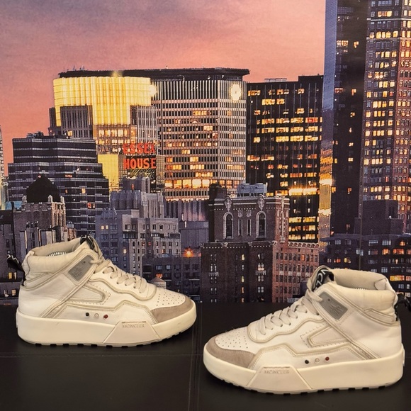 Moncler White Promyx Space High Sneakers size 38 euro good condition - Picture 1 of 7